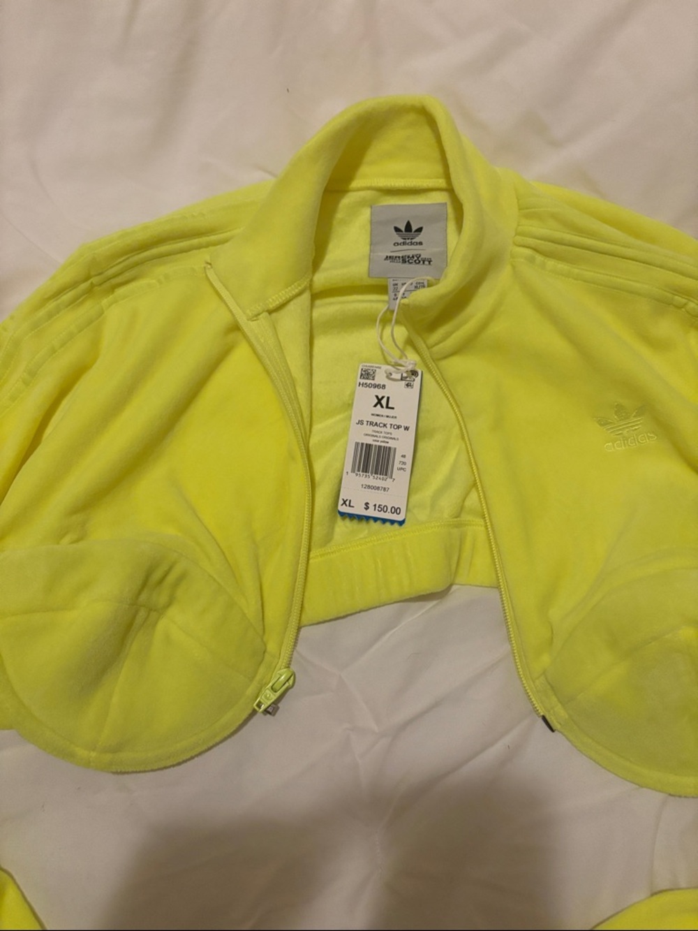 Adidas Jeremy Scott neon Cropped Zip Bra Jacket and Matching Skirt Set - Picture 6 of 16
